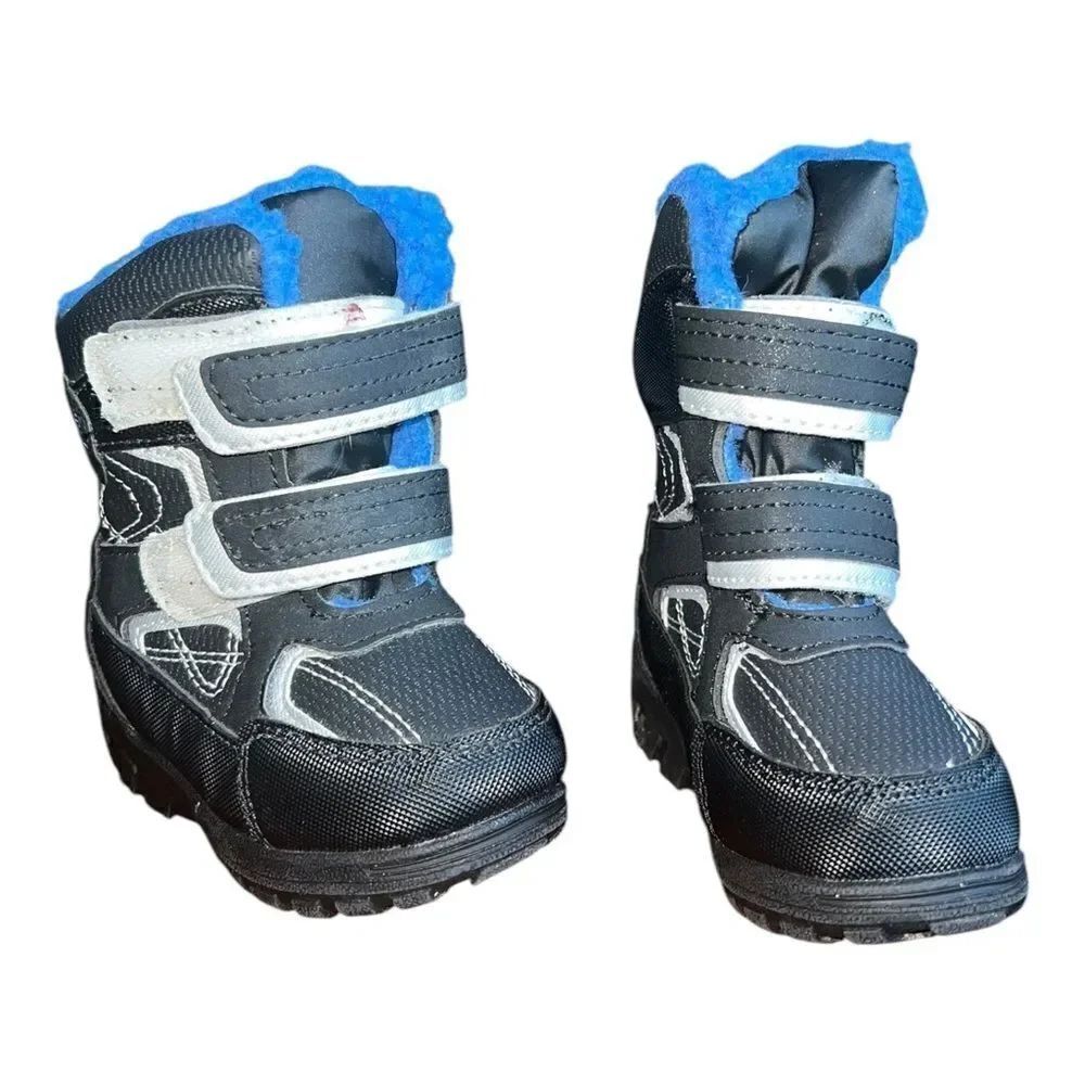 totes Tayton Mid Toddler Boys' Waterproof Winter Boots Black Blue 5M EUC